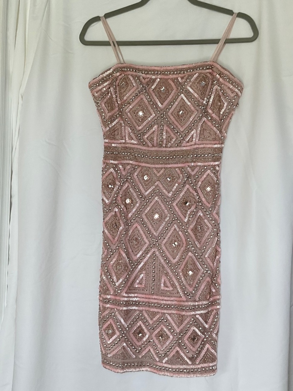 Adrianna Papel Size 6 beaded sequins pink cocktail dress